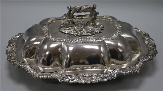 A plated tureen and cover